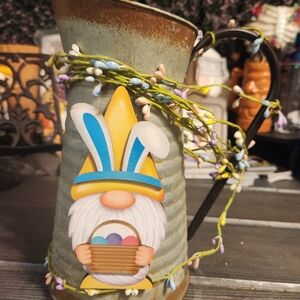 Easter Gnome Decor Tin with Yellow Hat & Easter Beaded Rope